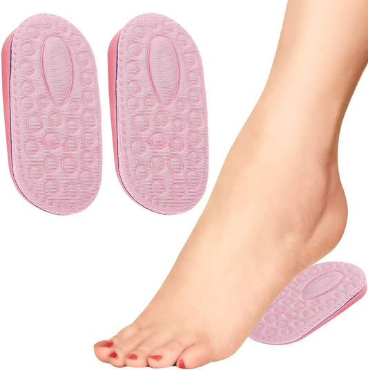 1.5cm Heel Lift Inserts – Soft Invisible Height Increase Pads – Shock Absorbing Heel Cushions – Non-Slip Pink Foam Pads for Sneakers, Flats, Dress Shoes – 12.5 × 6cm