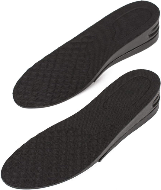 1.5 Inch Height Increase Insoles – Full-Length Elevator Shoe Inserts for Men – Shock-Absorbing PU Sole – Trim-to-Fit, Black